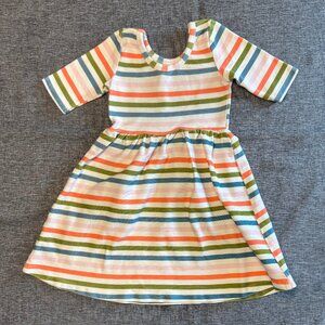 LOOCSY dress w/scoop neck, warm thick fabric, Size 12-18 mo, striped multi-color
